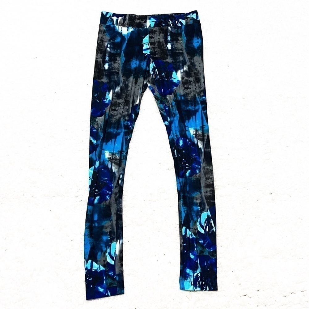 Velocity butter soft tie dye floral leggings small black gray blue